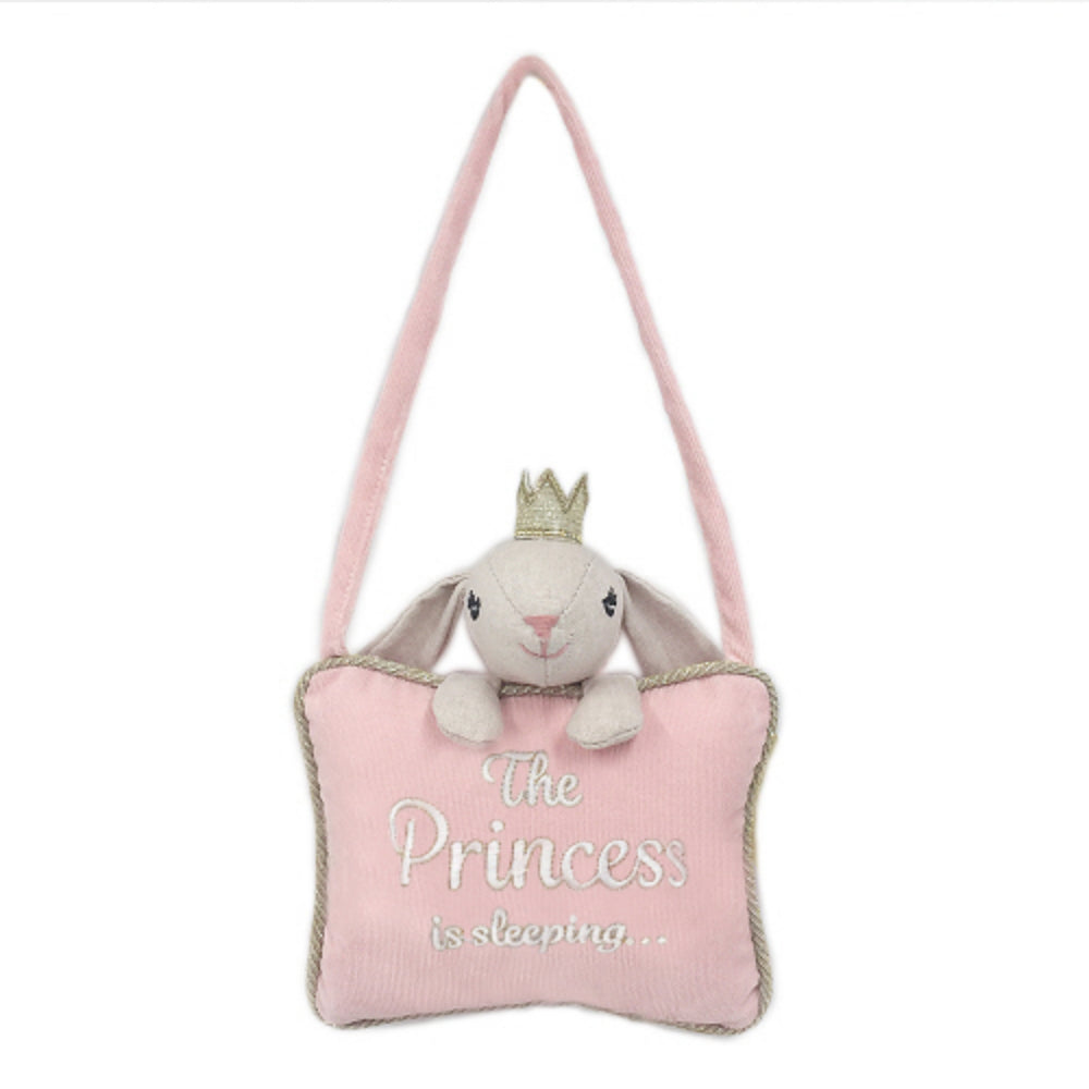 Soft Corduroy 'The Princess is Sleeping' Door Hanger with 3D Bunny