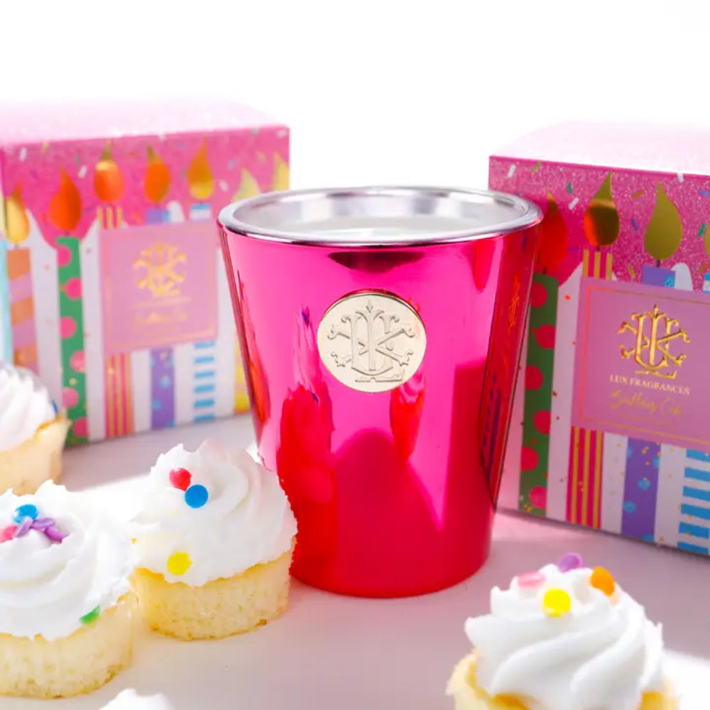 8oz Designer Box Candle - Luxurious Birthday Cake Fragrance