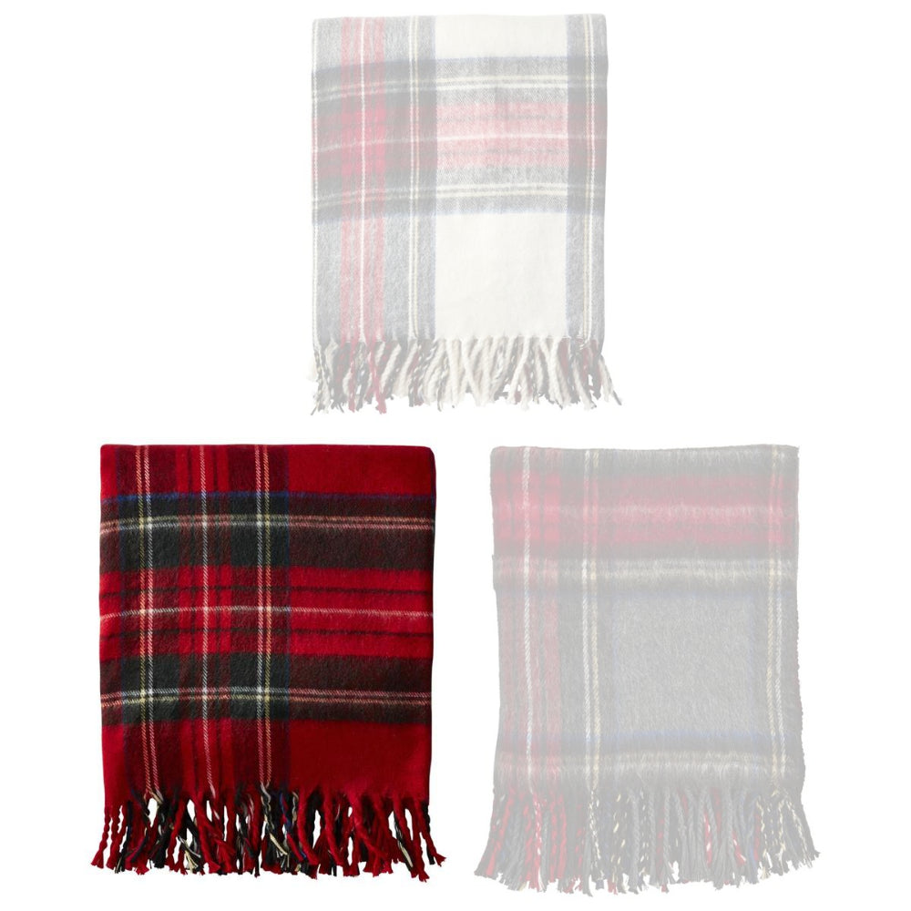 Mud Pie Soft Acrylic Tartan Fringe Throw Blanket 60' x 60'