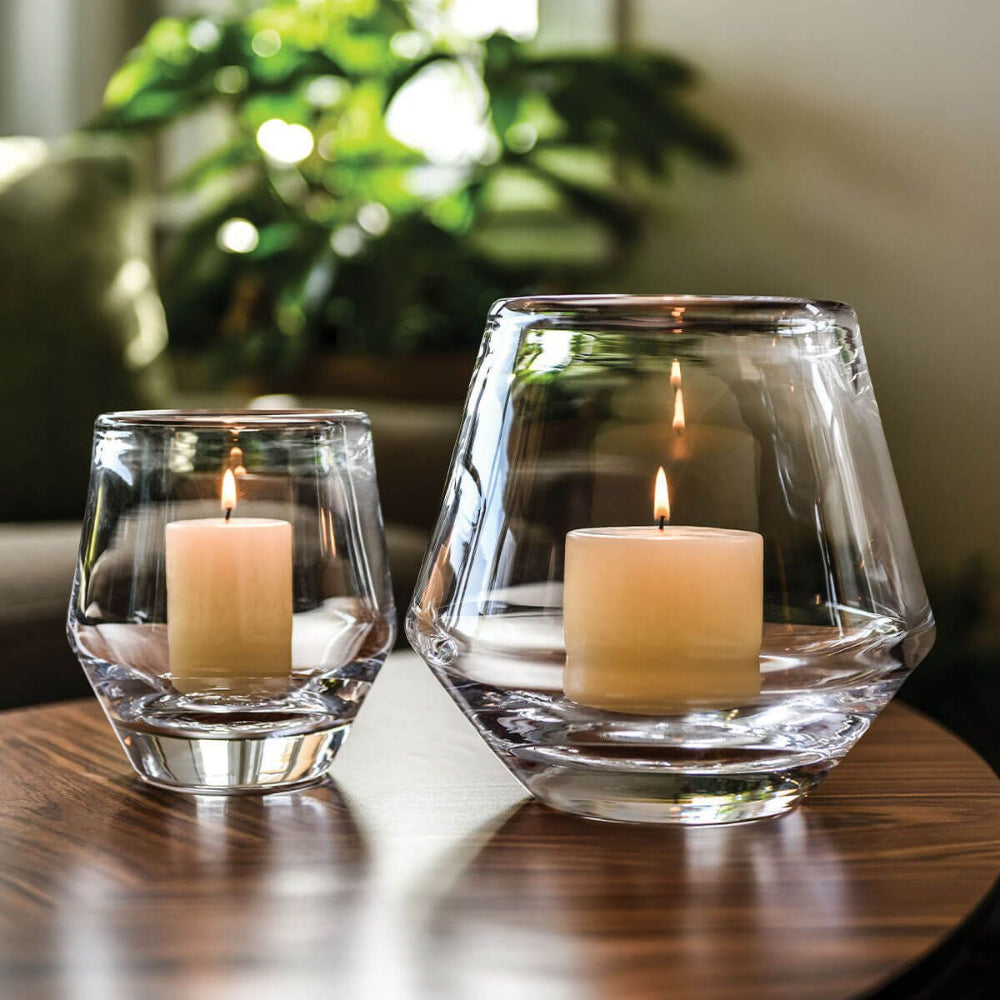 Simon Pearce Handblown Bristol Hurricane Glass Candleholder in Small & Medium Sizes