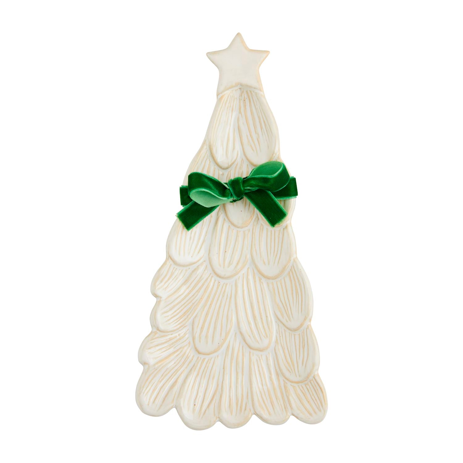 Mud Pie Elegant White Glazed Stoneware Dish for Christmas