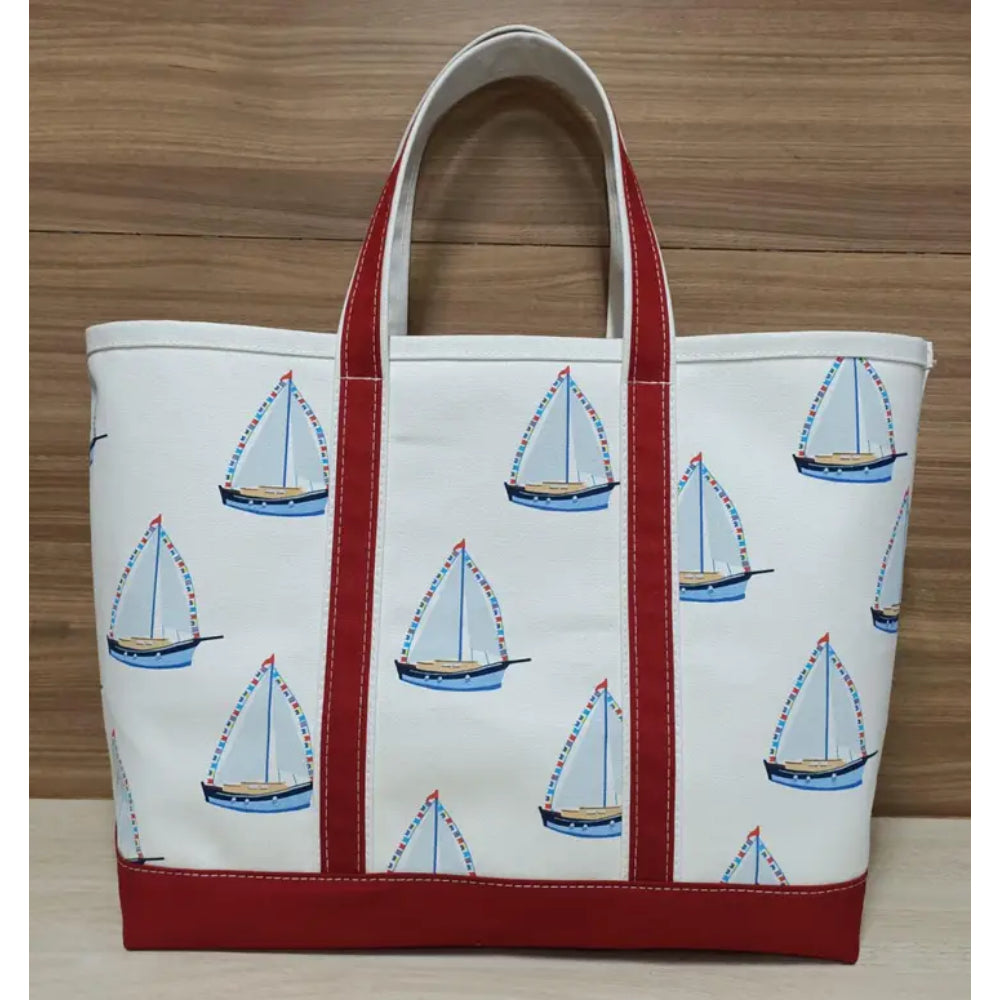 Stylish Crab & Cleek Branded Sailboats Design Tote Bag
