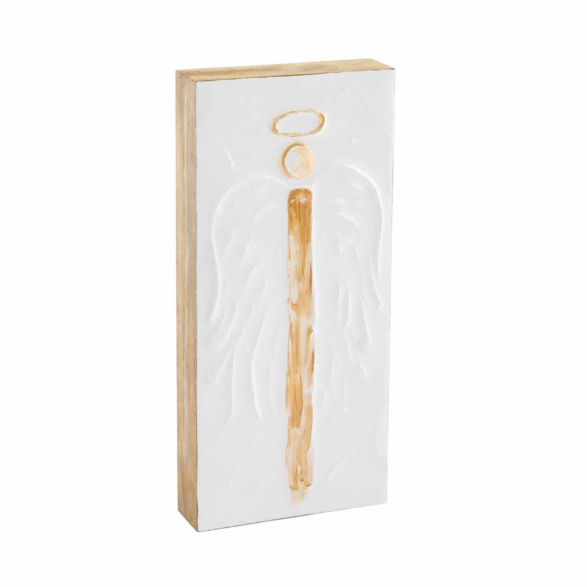 Mud Pie Hand - painted Tall Wooden Angel Block Plaque