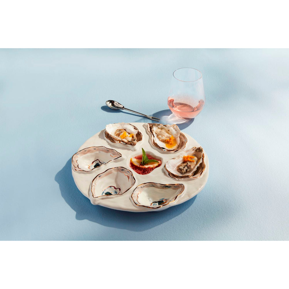 Mud Pie High - Quality Stoneware Oyster and Seafood Server Set
