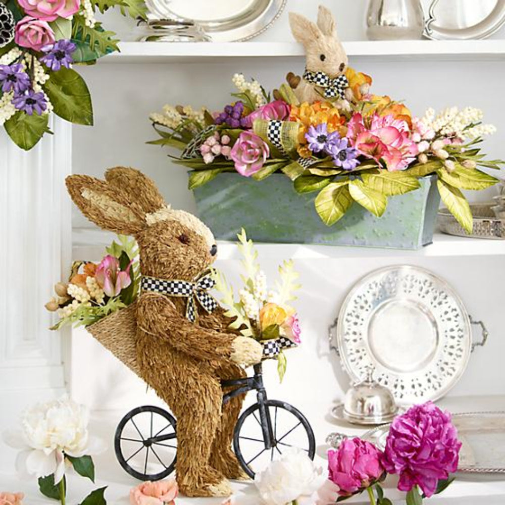 MacKenzie-Childs Handmade Farmhouse Garden Bunny Riding a Bike Decor