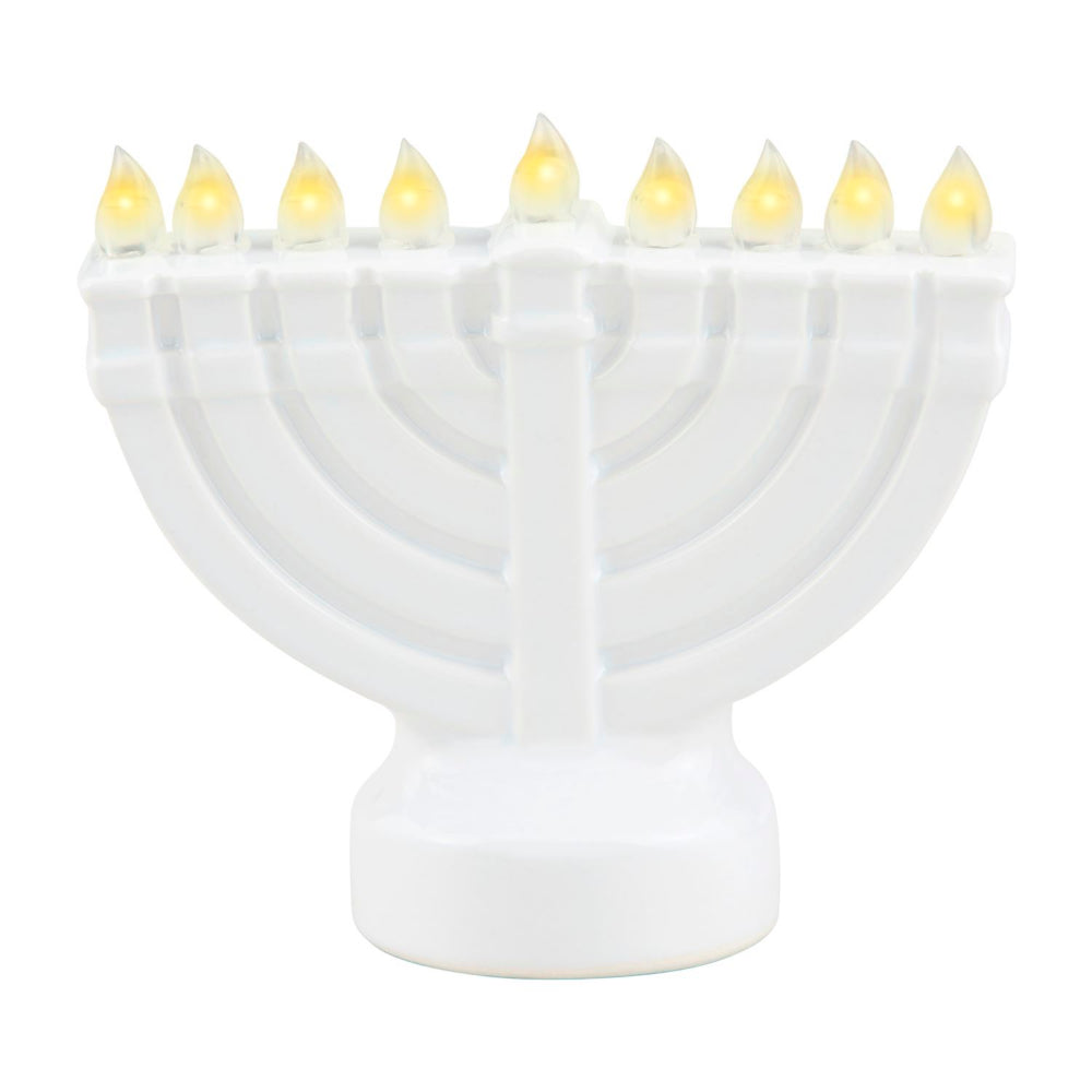 Mud Pie LED Illuminated Ceramic Menorah Sitter for Decorative Use