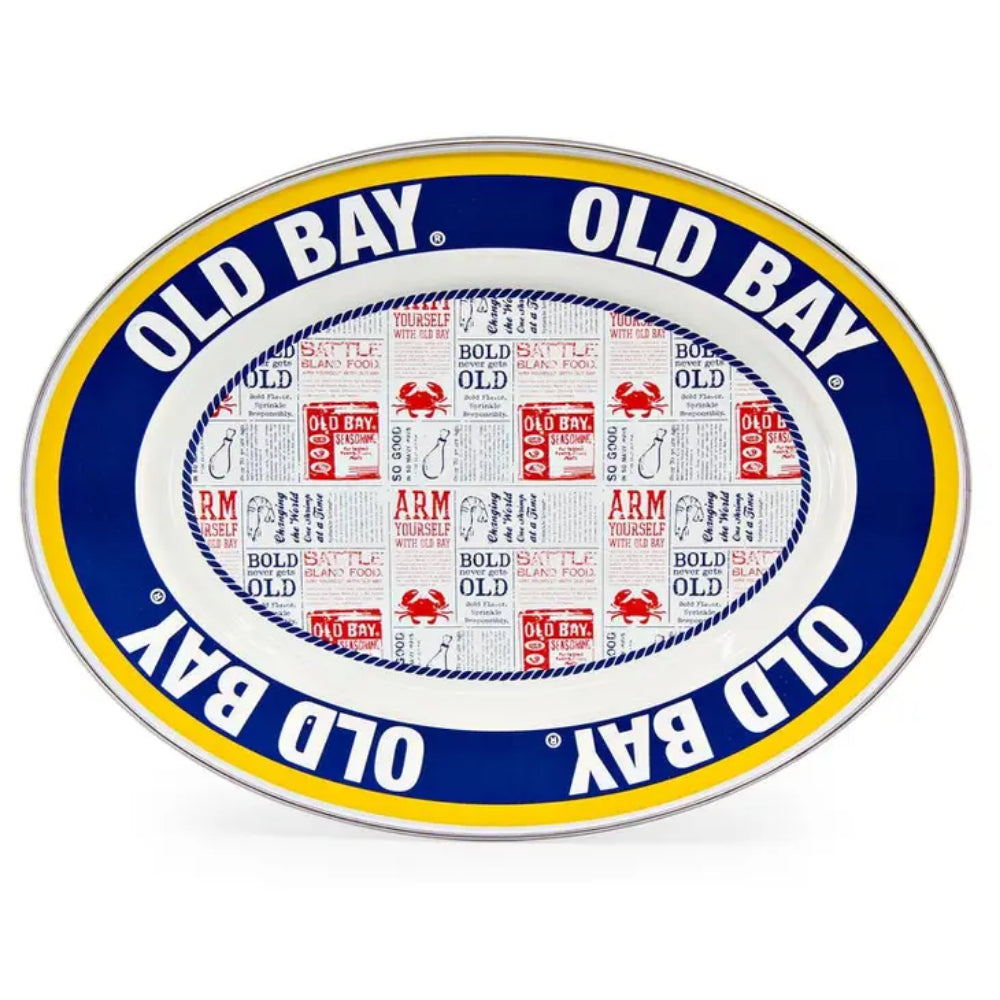 12x16 Inch Golden Rabbit Old Bay Enamel Oval Platter, Oven & Stovetop Safe