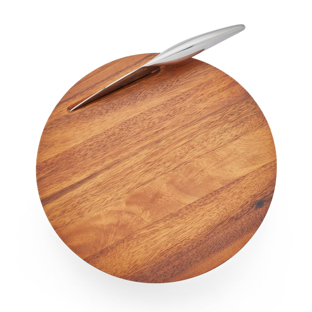 Nambé Acacia Wood Harmony Cheese Board with Stainless Steel Knife