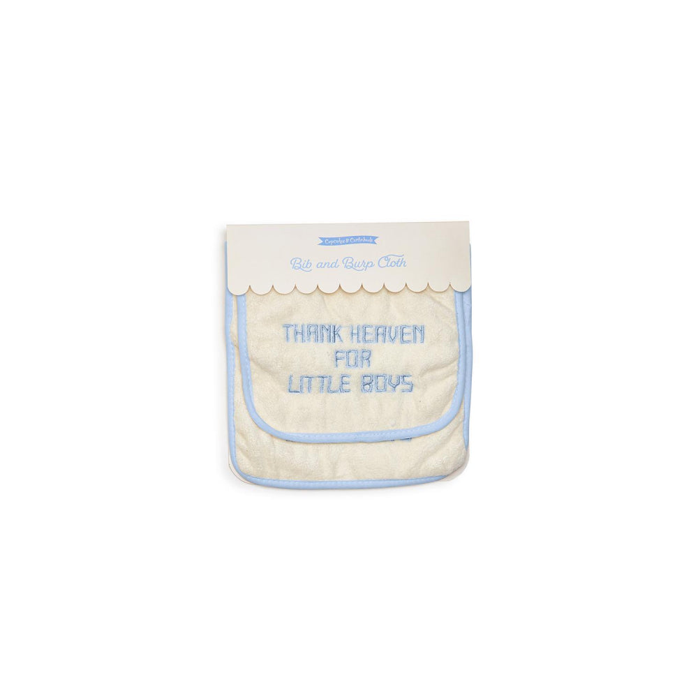 Two's Company Heavenly Embroidered Baby Bib and Burp Cloth Set