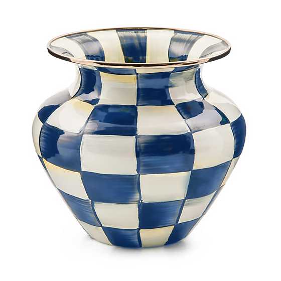 MacKenzie-Childs Enamel Decorative Vase with Royal Check Pattern
