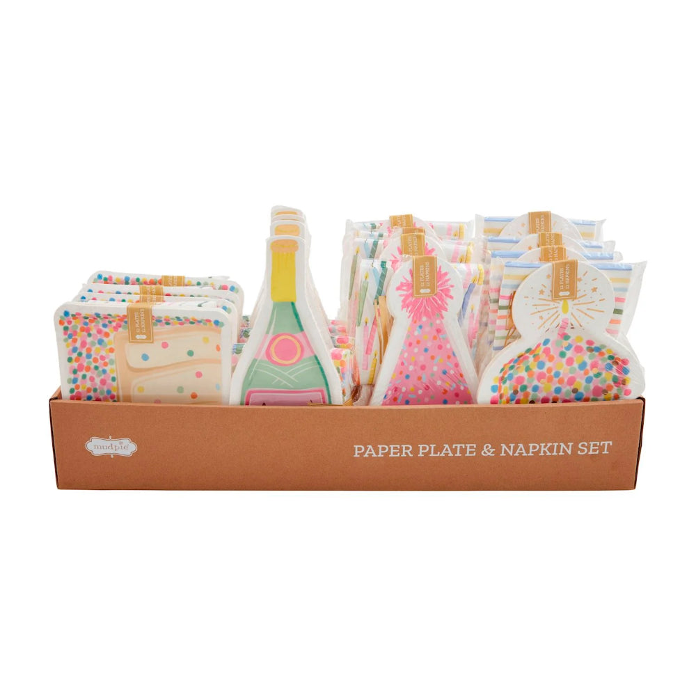 Mud Pie Party Essential Birthday Paper Plate and Napkin Sets for Joyous Celebrations