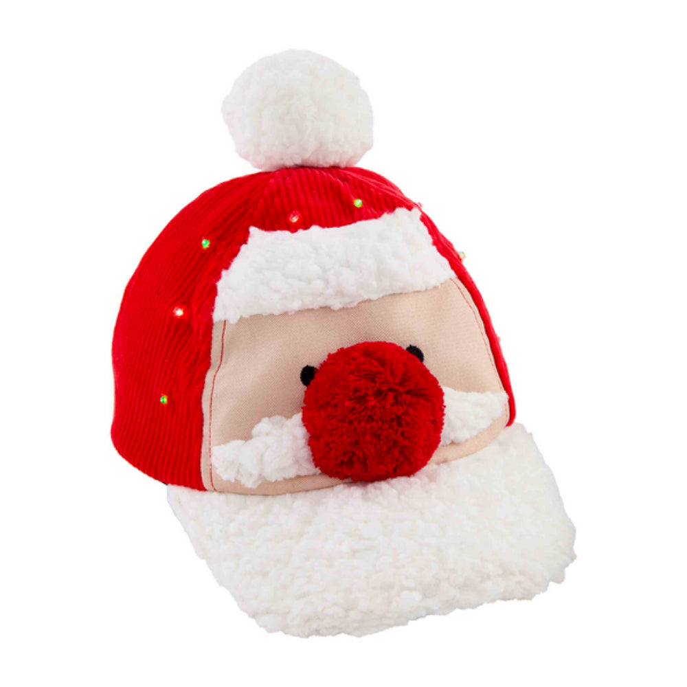 Mud Pie Toddler Santa LED Light-Up Soft Baseball Hat (3T - 5T)