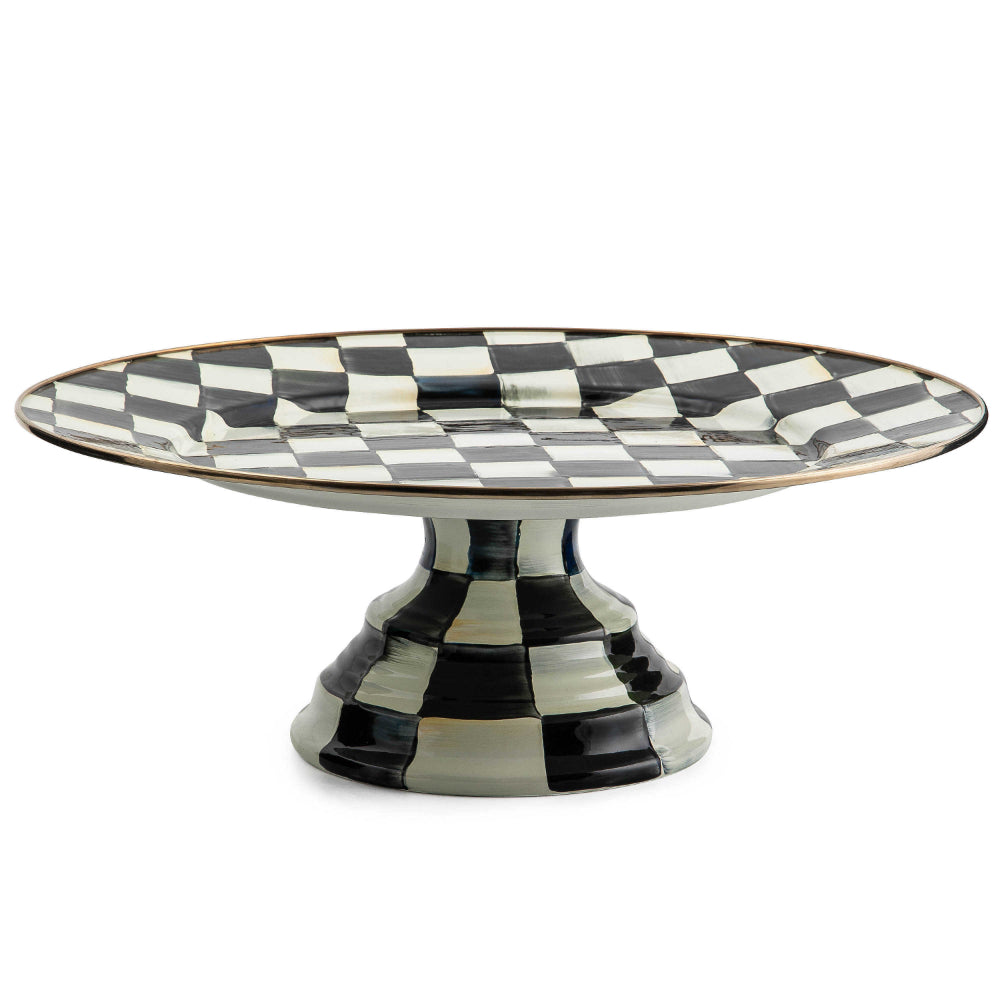 MacKenzie-Childs Enameled Courtly Check Pedestal Platter for Stunning Food Display