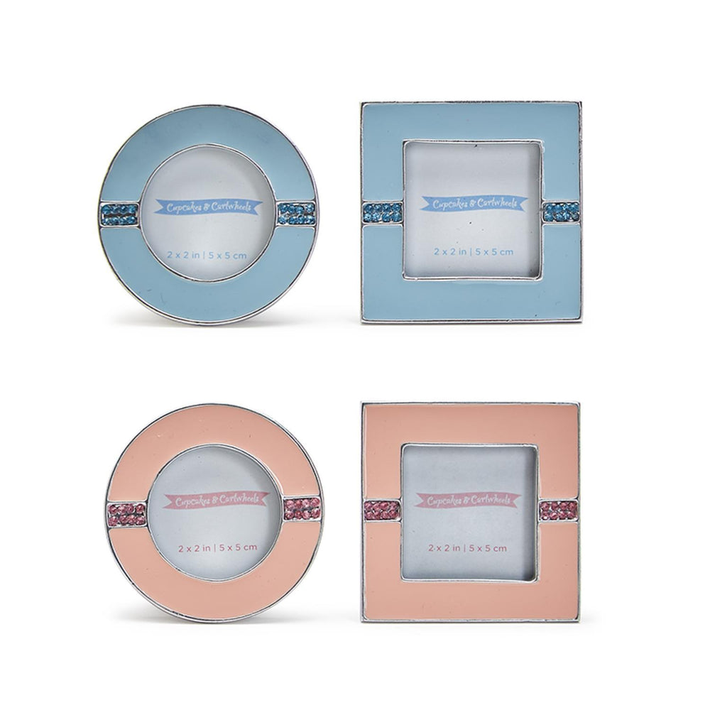 Two's Company Enamel and Jewel-Adorned 2x2 Photo Frames for Elegant Display