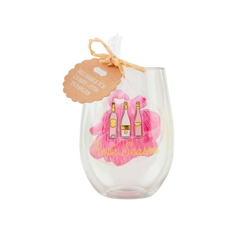 Mud Pie Acrylic Party Tumbler and Reusable Plastic Ice Cube Set for Celebrations