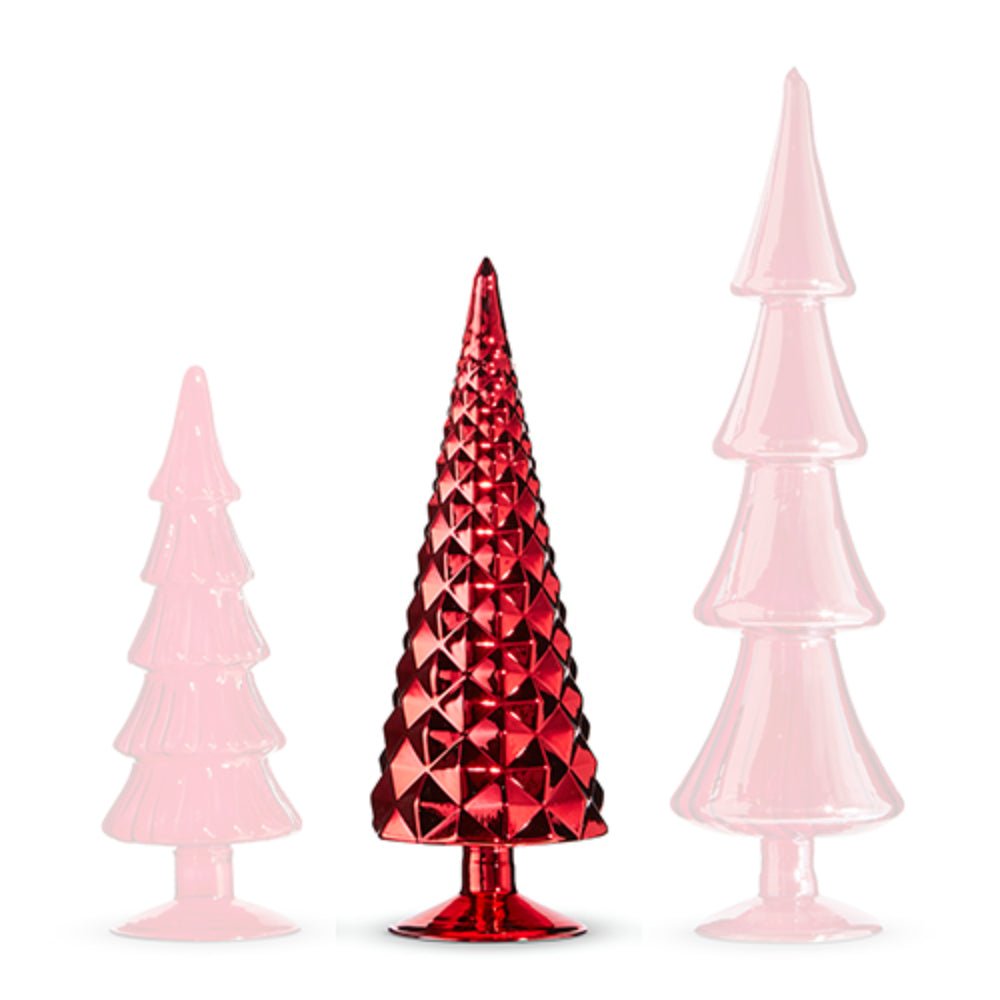 Raz Imports Decorative Red Glass Christmas Tree for Home Decoration
