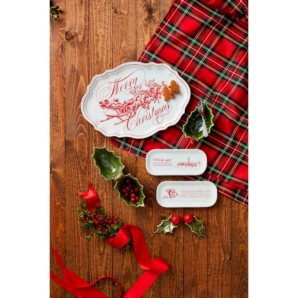 Mud Pie Hand - painted Rim Stoneware Merry Christmas Platter