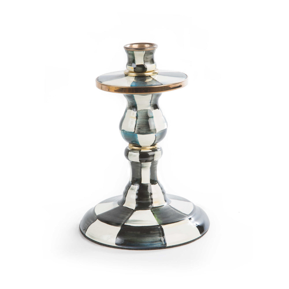 MacKenzie-Childs Hand-Painted Enamel Courtly Check Candlestick Set