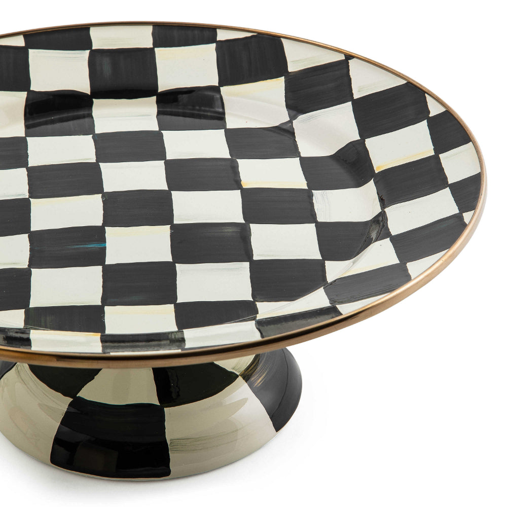 MacKenzie-Childs Enameled Courtly Check Pedestal Platter for Stunning Food Display
