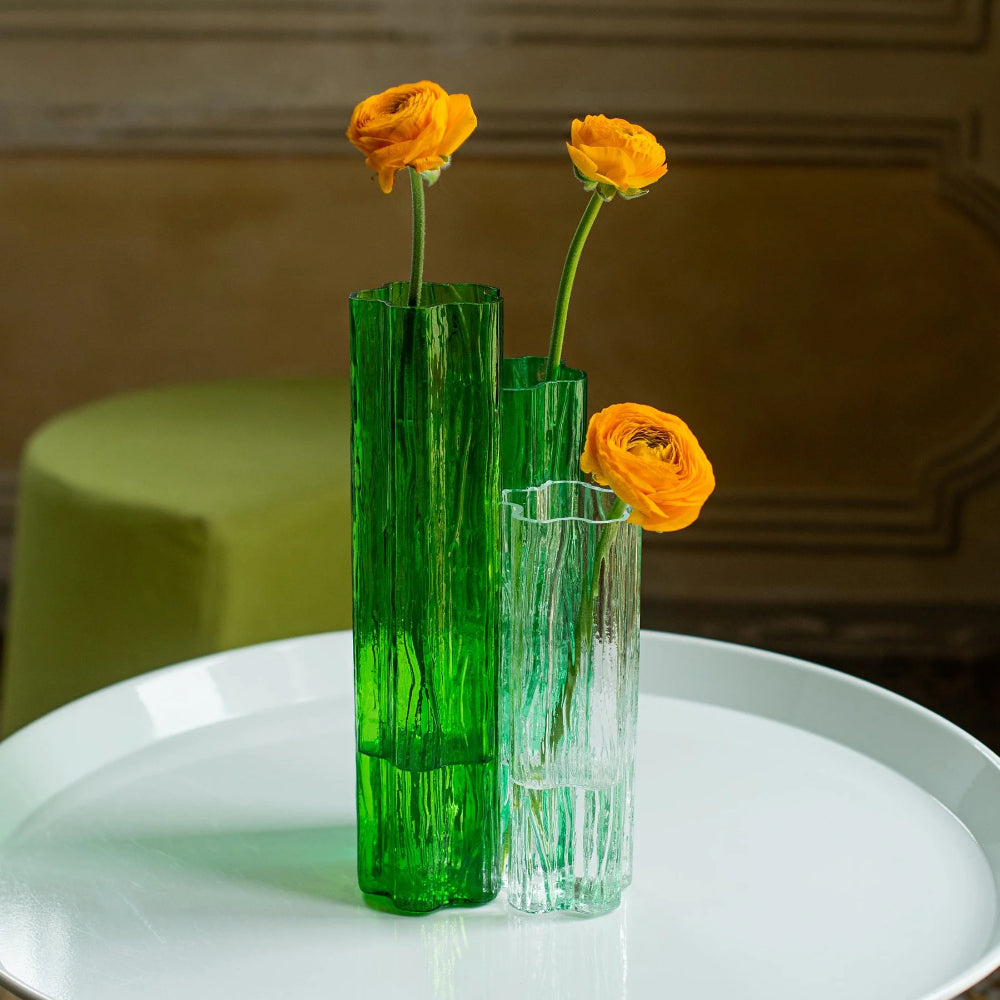 Vietri Set of 3 Flora Decorative Glass Vases for Small Arrangements