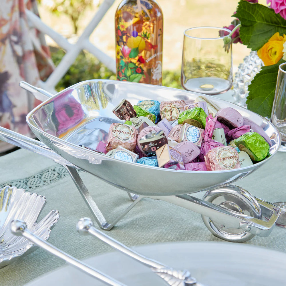 Charming Vintage-Style 100% Recycled Aluminum Mariposa Wheelbarrow Food Server