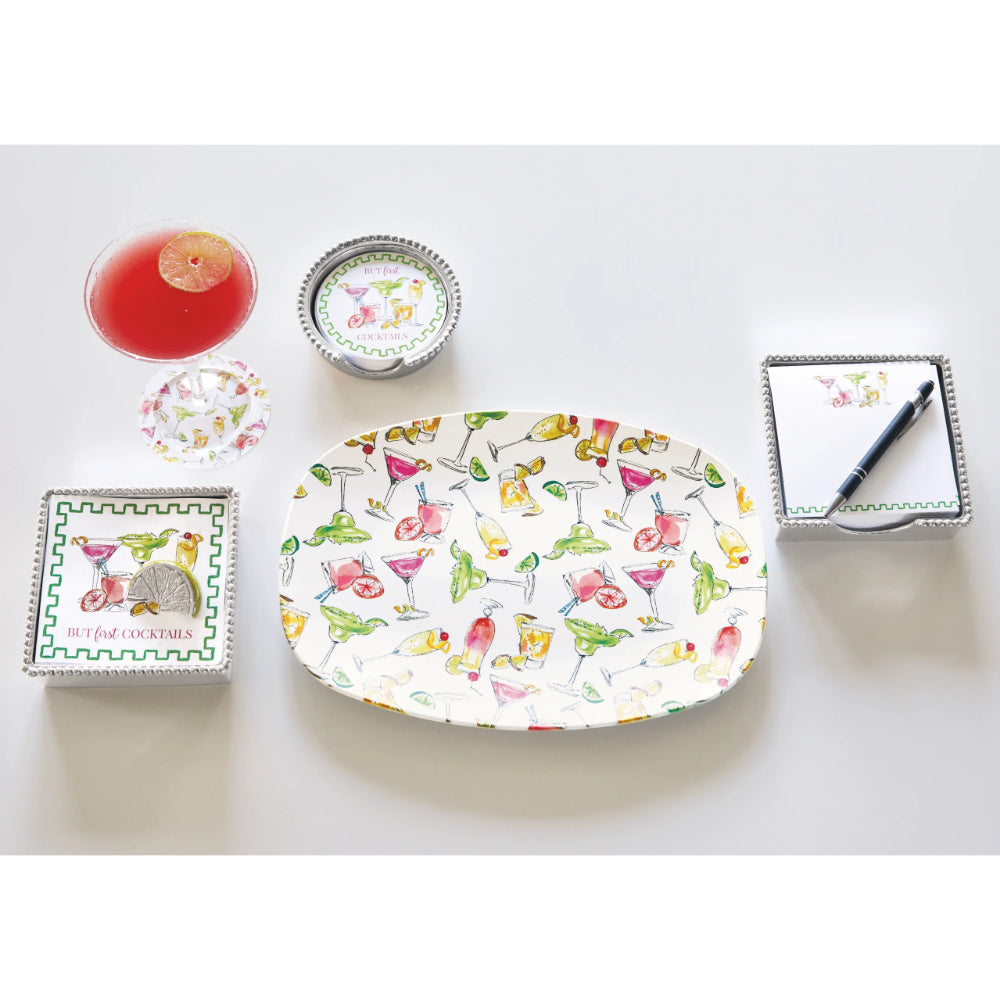 Exquisite Mariposa But First...Cocktails Beaded Note Pad Set for Recording Recipes and Lists