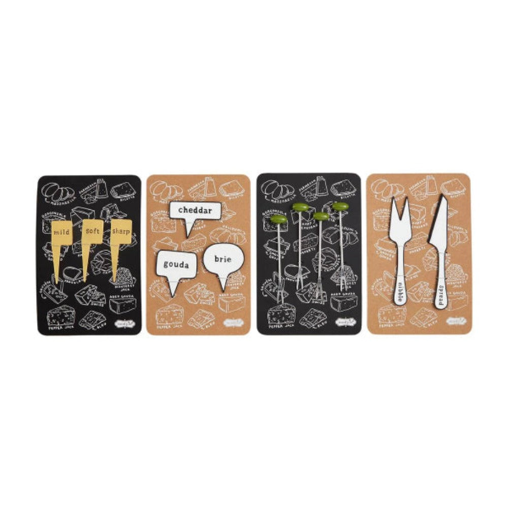 Mud Pie High - quality Cheese Accessory Sets with Metal Markers & Picks