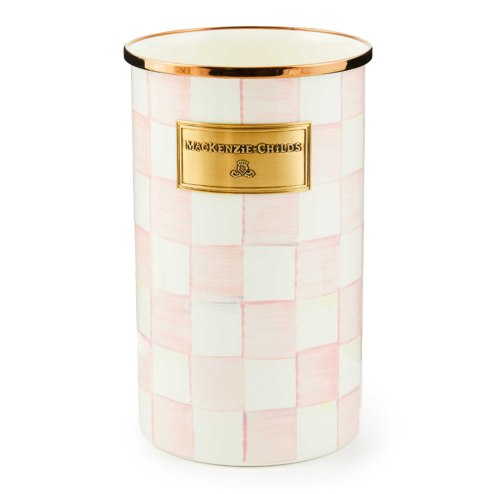 MacKenzie-Childs Tall Rosy Check Hand-Painted Enamel Utensil Holder