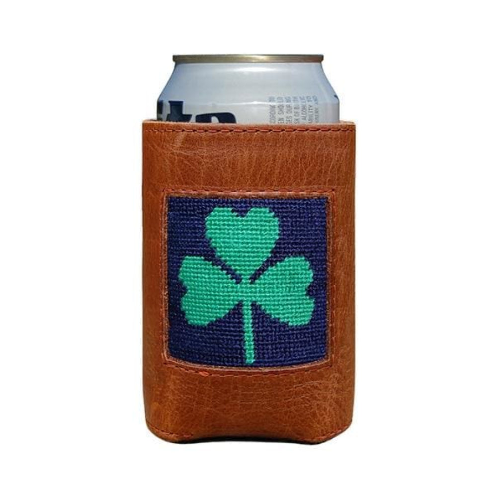Smathers & Branson Hand - stitched Shamrock Needlepoint Can Cooler for Cool Drinks
