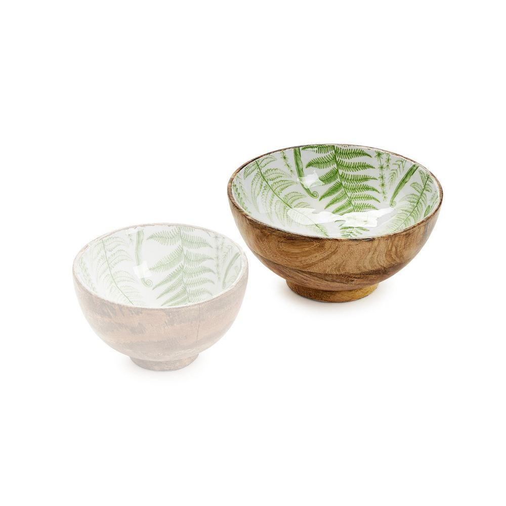 Exquisite Hand-Crafted Mango Wood Pedestal Bowls by Two's Company