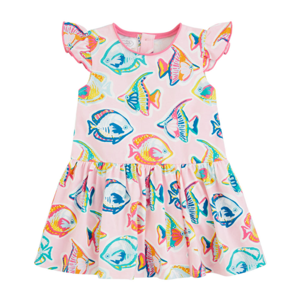 Mud Pie Cozy Cotton-Spandex Rainbow Fish Toddler T-shirt Dress