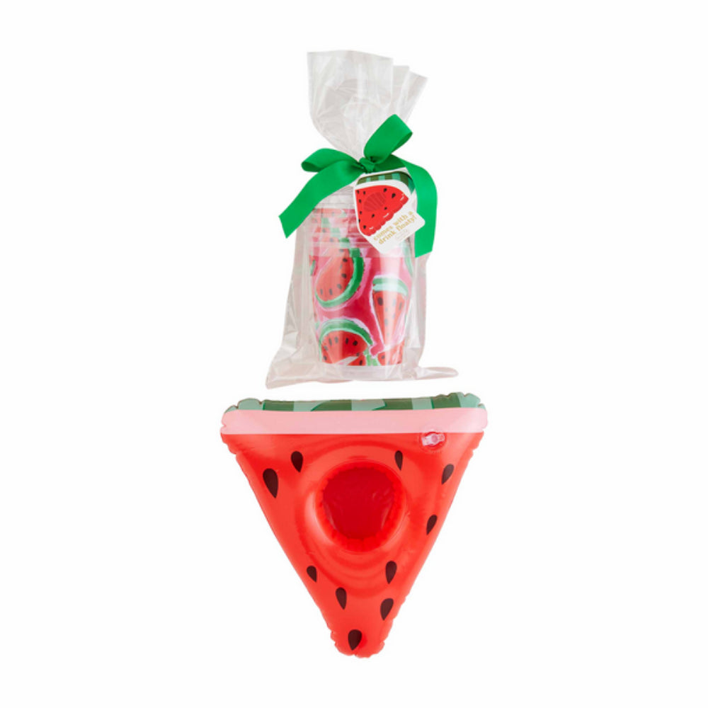 Mud Pie Inflatable Floaty and Plastic Party Cup Set for Pool or Beach Parties