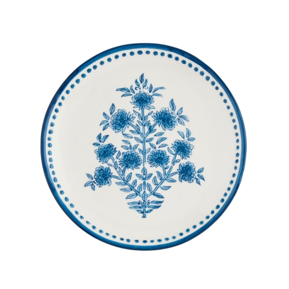 Mud Pie Exquisite Blue Floral Patterned Stoneware Salad Plate for Table Setting