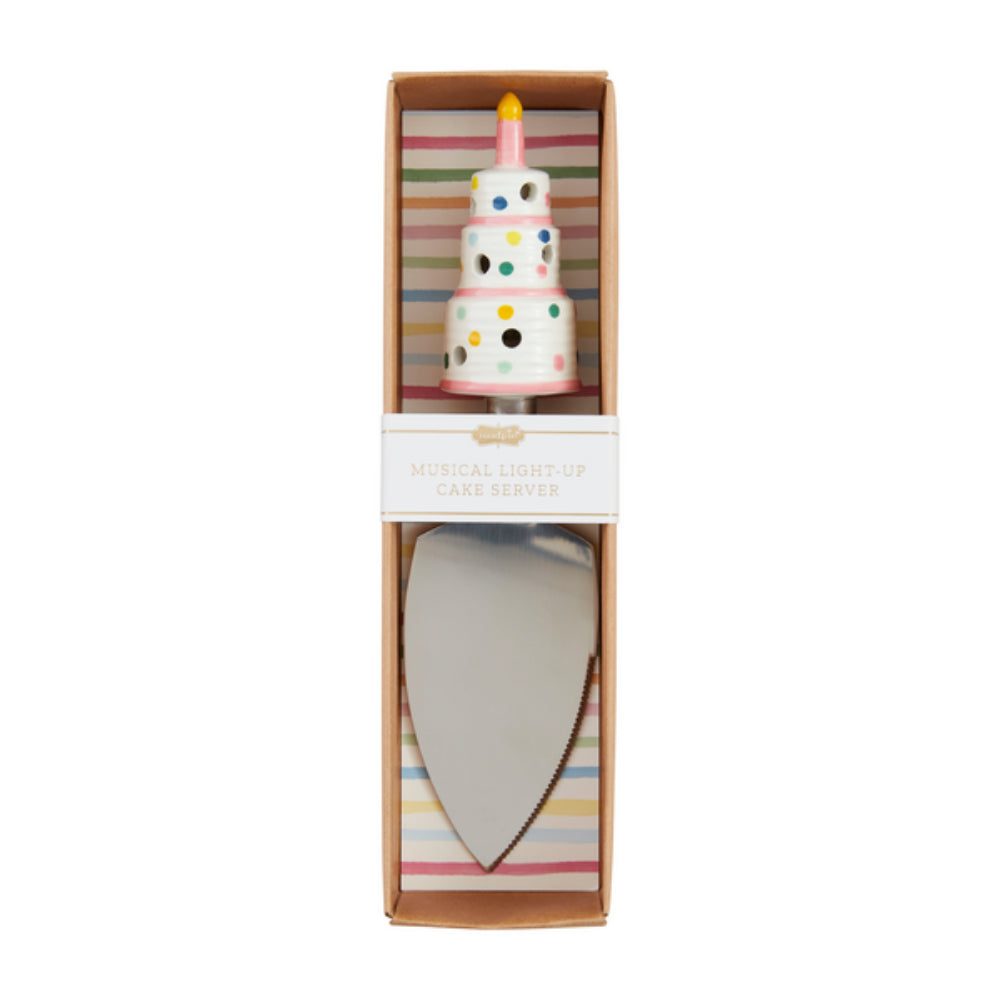Mud Pie Musical and Light-Up Stainless Steel Cake Server for Birthday Celebrations