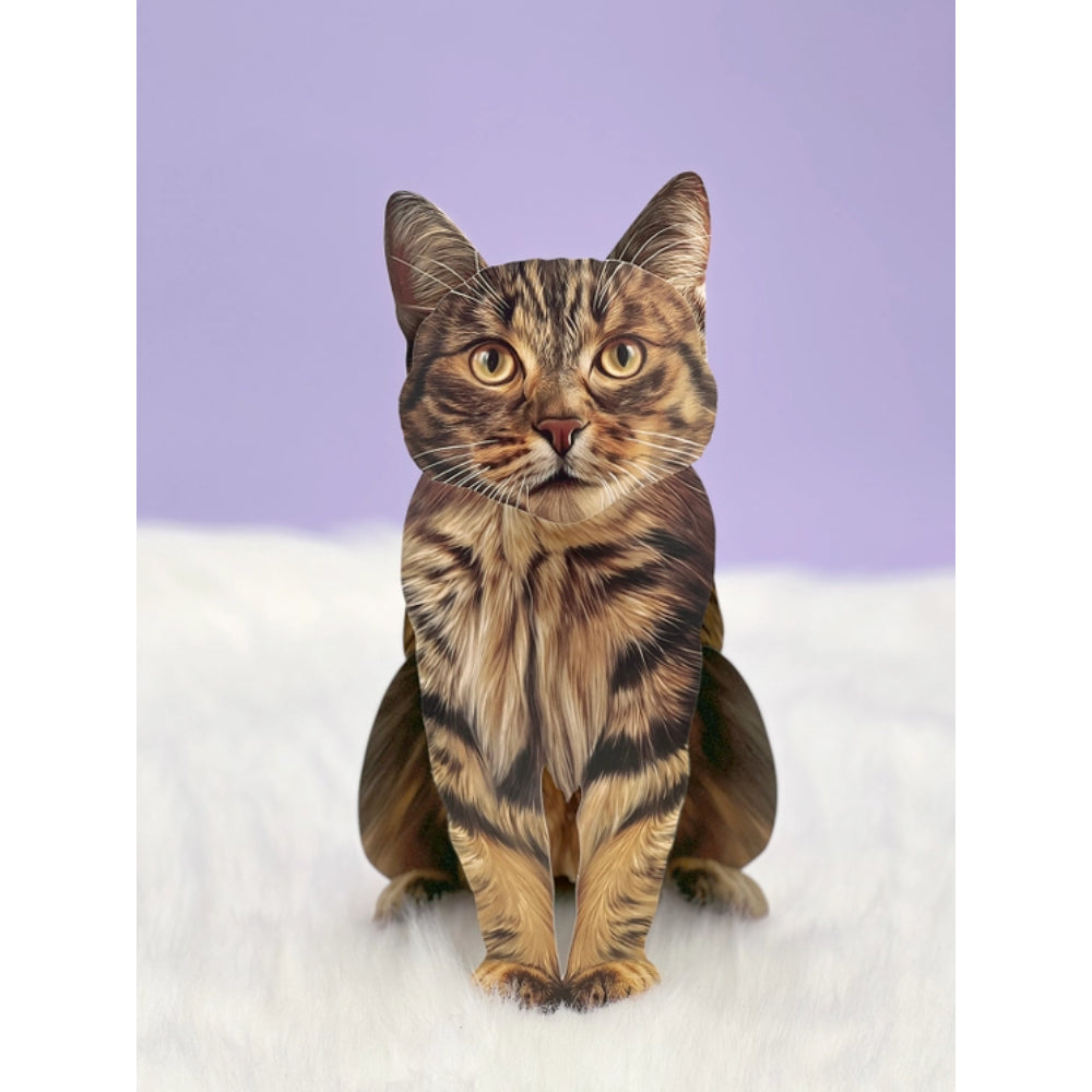 FreshCut Paper LLC Adorable Brown Tabby Pop - Up Greeting Card
