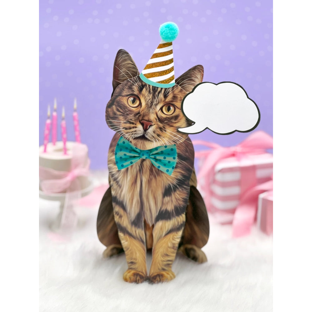 FreshCut Paper LLC Adorable Brown Tabby Pop - Up Greeting Card