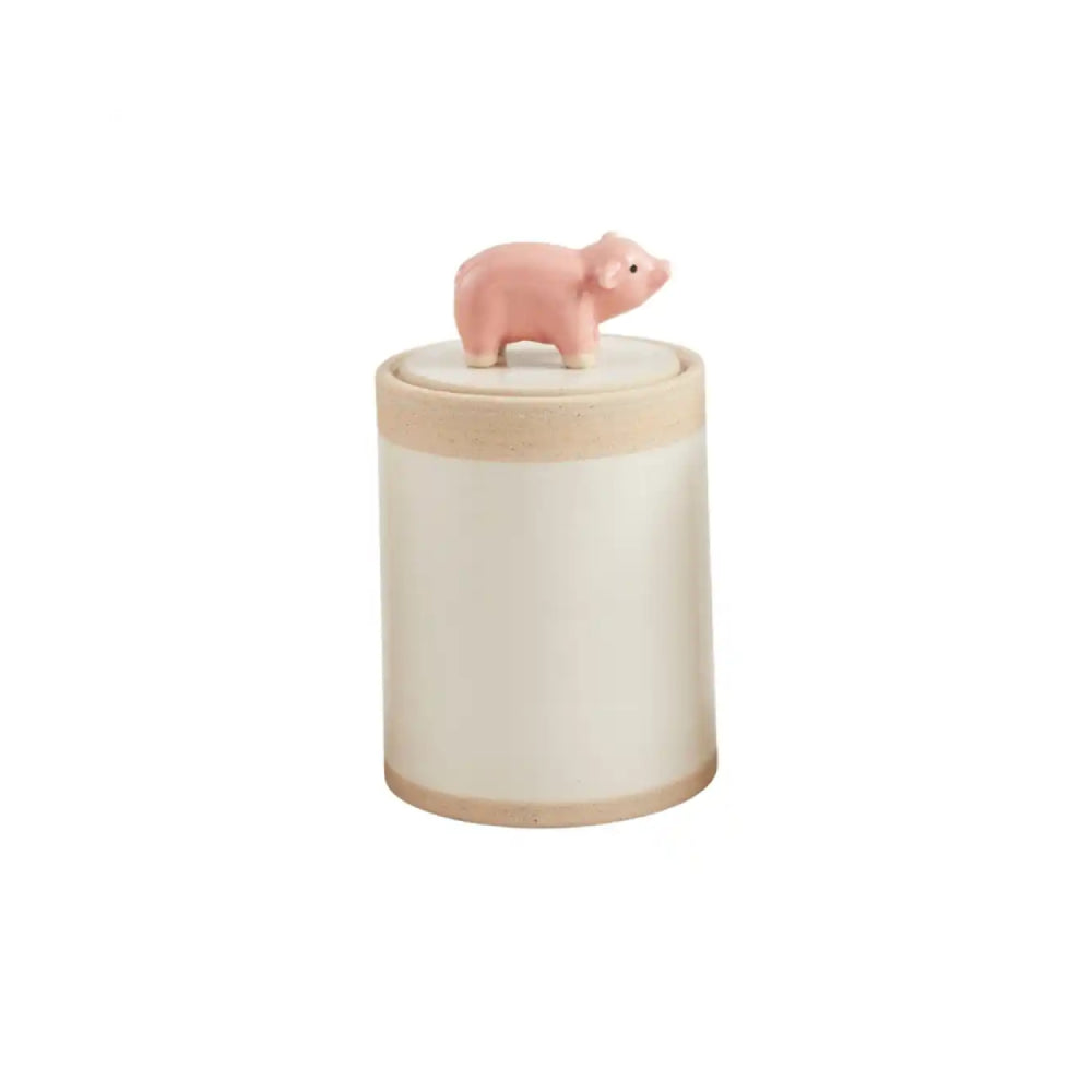 Mud Pie Durable Stoneware Handle Canister with Hand - painted Chicken Knob Lid