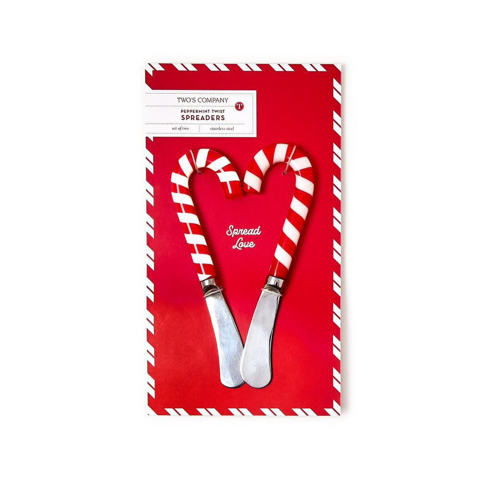 Two-piece Peppermint Twist Candy Cane-shaped Spreaders Set for Charcuterie