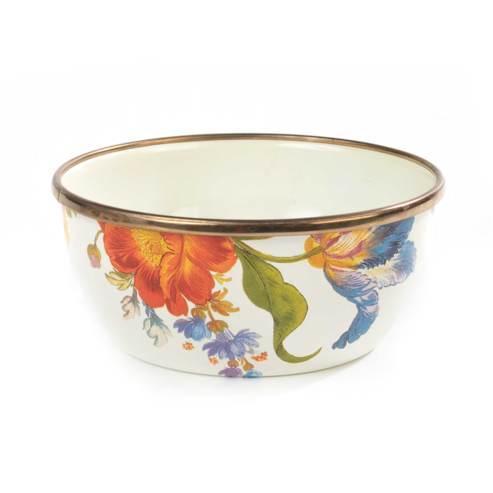 MacKenzie-Childs White Flower Market Stylish Pinch Bowl