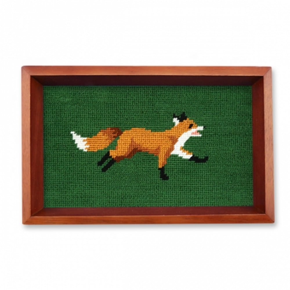 Smathers & Branson Stylish Fox Needlepoint Wooden Valet Tray for Organizing Essentials