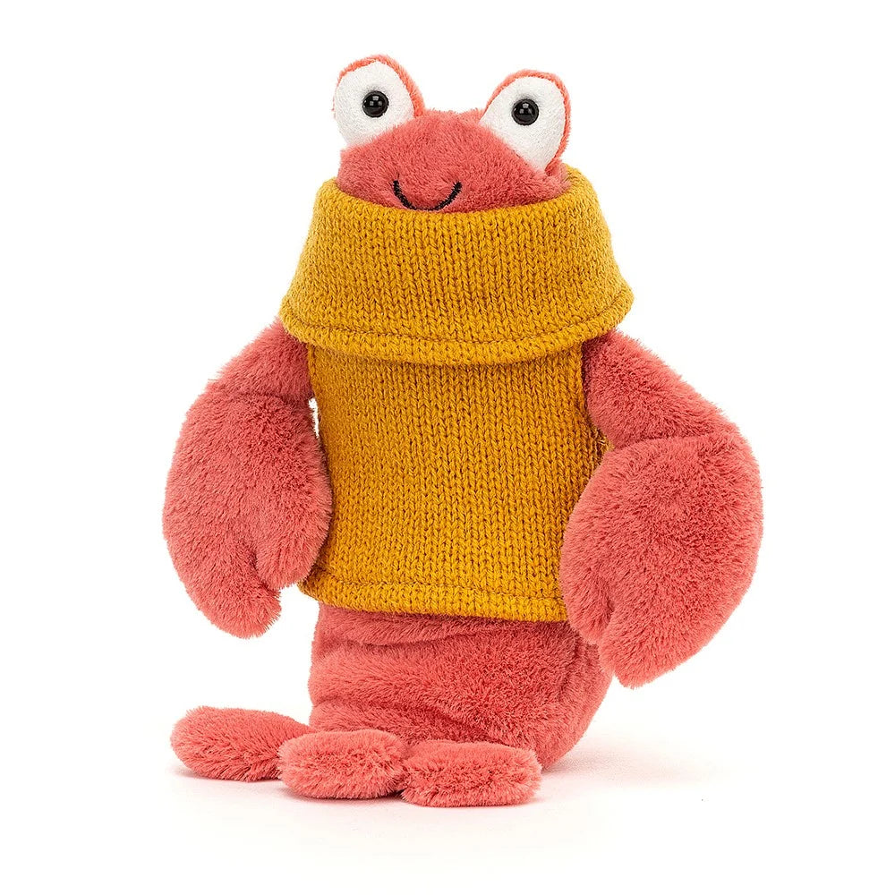 Jellycat Soft Toy Cozy Crew Yellow Lobster with Mustard Rollneck Jumper