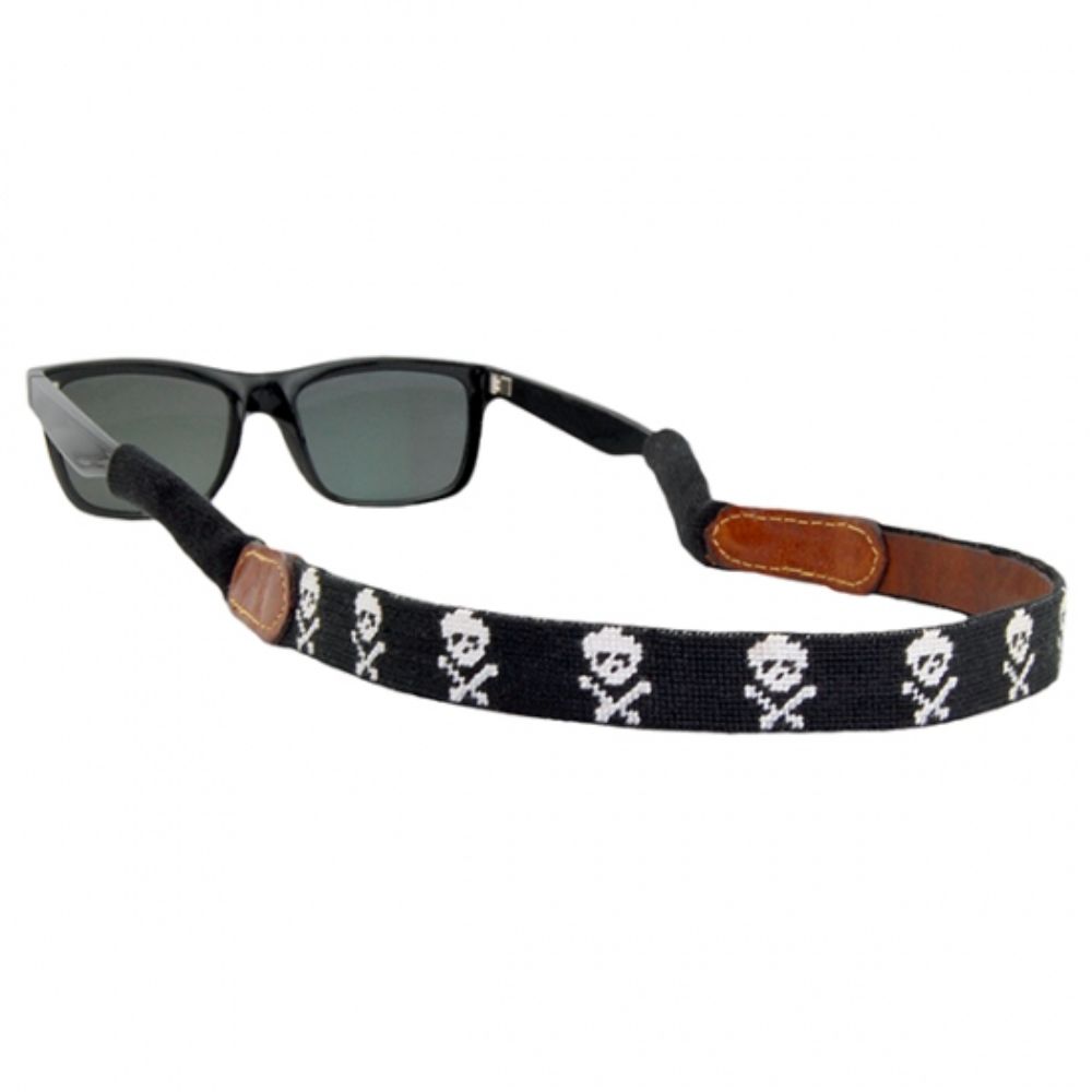 Smathers & Branson Stylish Jolly Roger Black Needlepoint Sunglass Strap for Fashionable Eyewear Holders