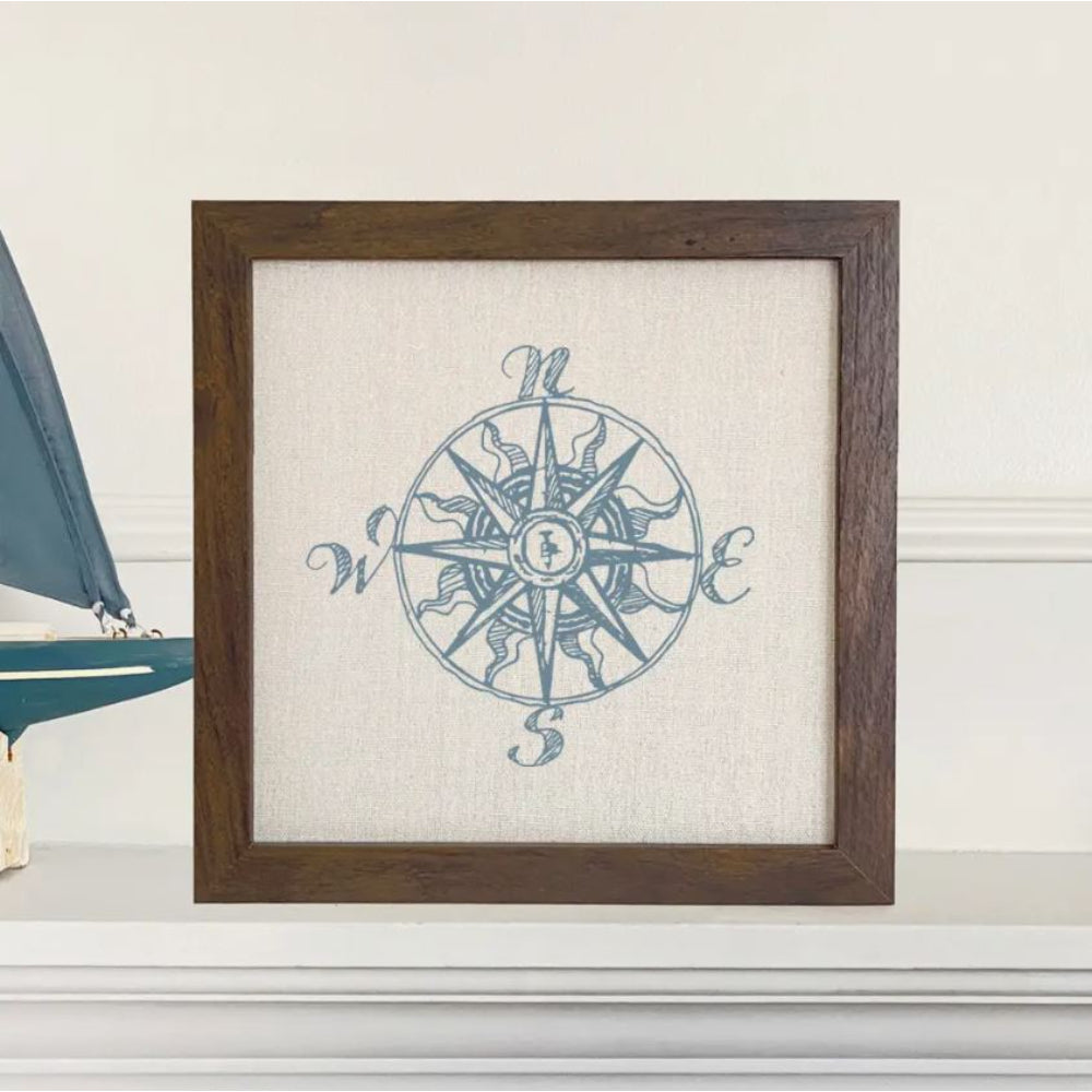 Hand - Drawn Cottage Shore Compass Decorative Sign