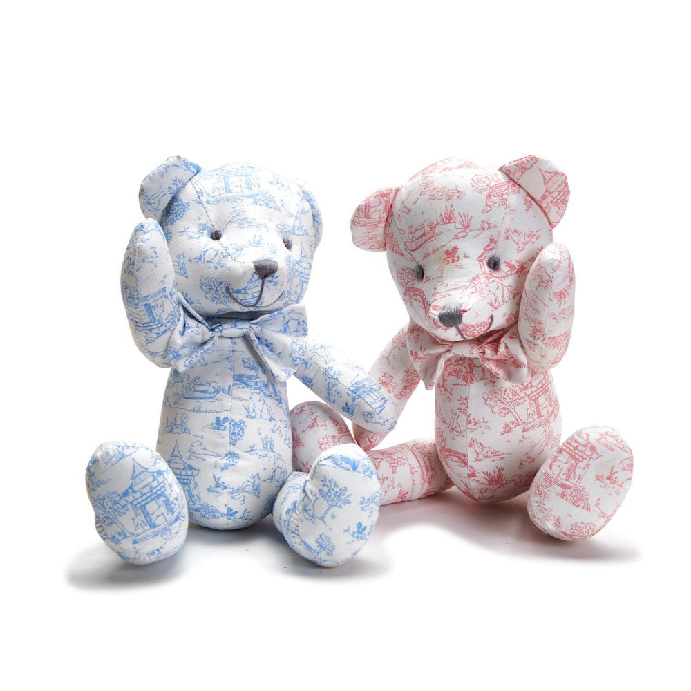 Adorable Animal Toile Patterned Stuffed Teddy Bear with Movable Limbs