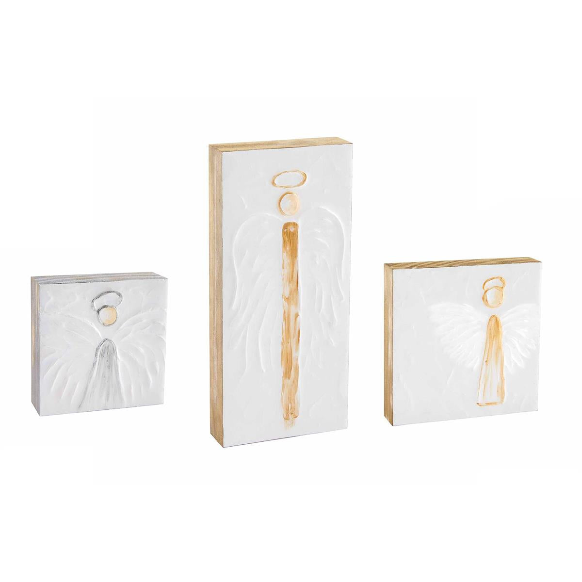 Mud Pie Hand - painted Tall Wooden Angel Block Plaque