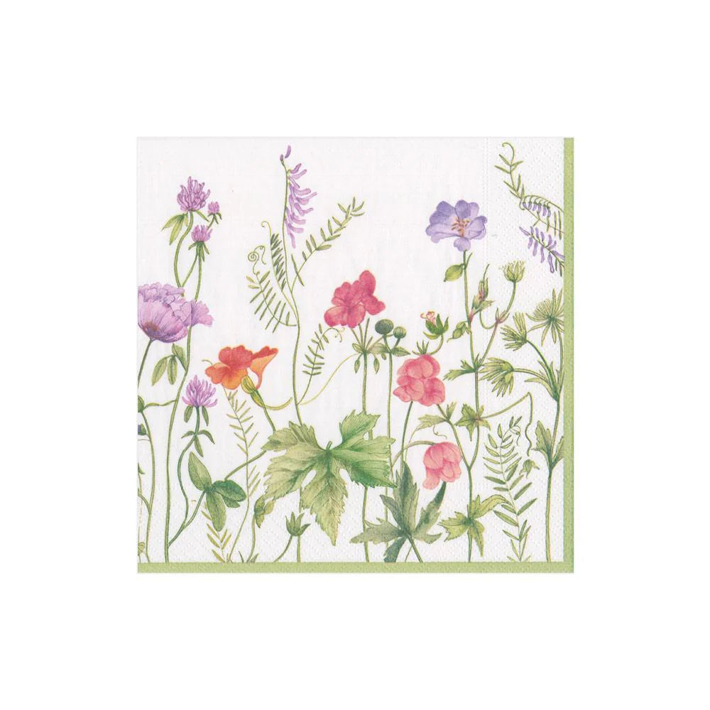 Caspari Eco-Friendly Triple-Ply French Floral Paper Cocktail Napkins