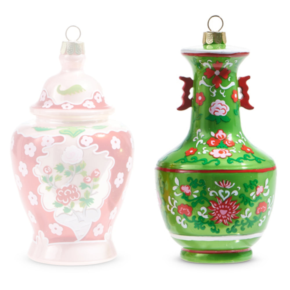 Decorative Chinese-Style Chinoiserie Jar Ornaments Set of 5