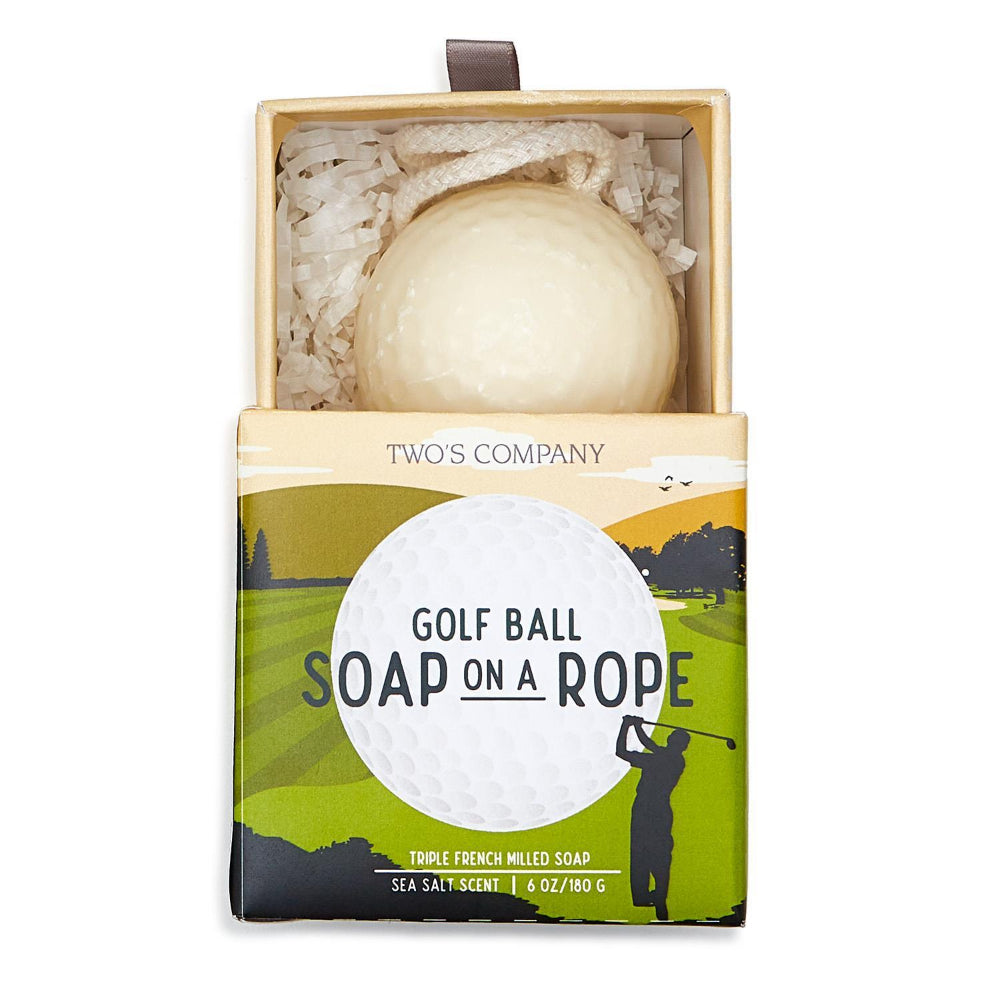 Triple French Milled Sea Salt Scented Golf Ball Soap on Rope in Gift Box