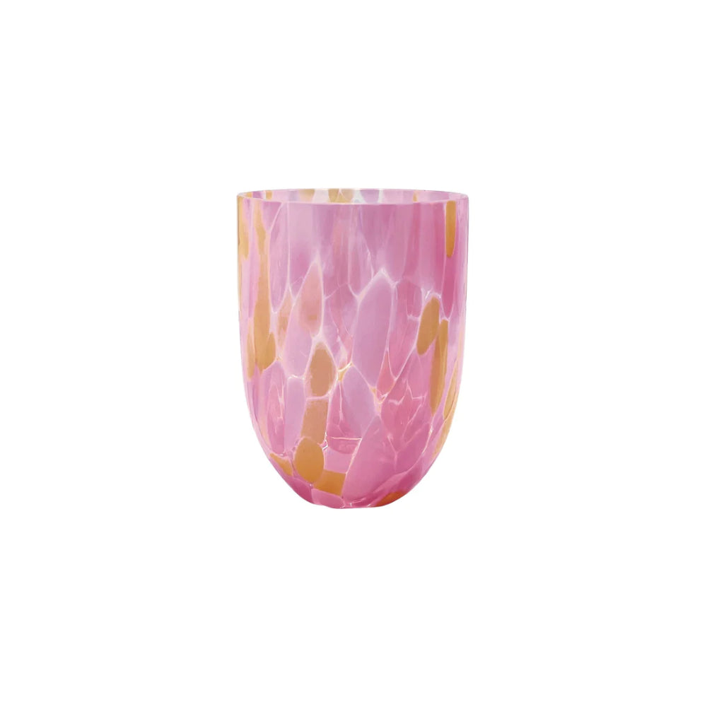 Mariposa Sip Sip Apricot Splash Stemless Wine Glass - A Stunning Handmade Table Accessory