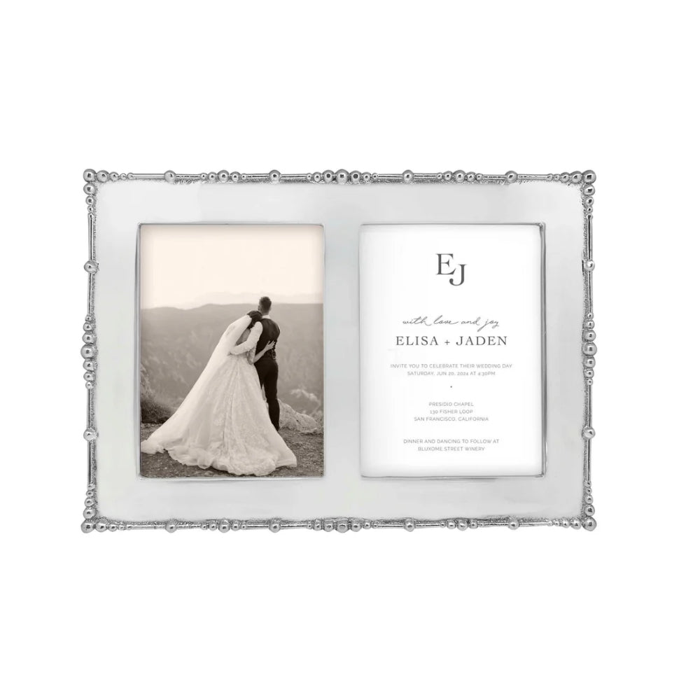 Engravable 5x7 Double Aluminum Mariposa Pearl Drop Picture Frame
